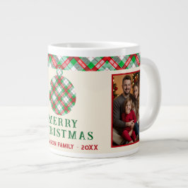 Taza De Café Gigante Vintage Christmas Red Green Tartar Plaid 2 Photos