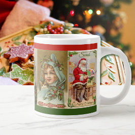 Taza De Café Gigante Vintage Christmas Santa Serious Café Drinker