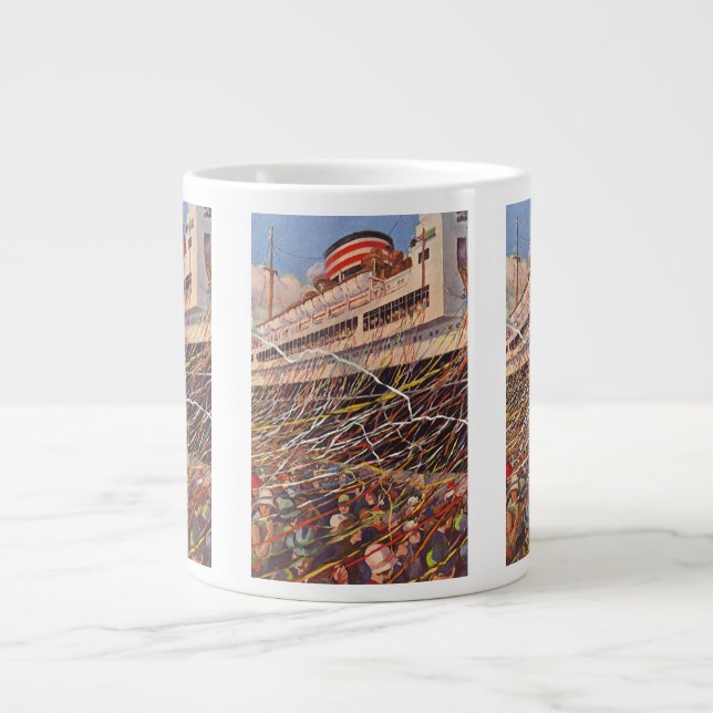 Taza De Café Gigante Vintage Cruise Ship Vacation; Bon Voyage Fiesta! (Frente)