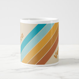Taza De Café Gigante Vintage Desert Rainbow Stripes with Name