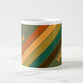 Taza De Café Gigante Vintage Forest Marsh Stripes with Name