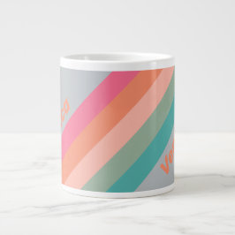 Taza De Café Gigante  Vintage Lilac Charm Stripes with Name