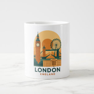 Taza De Café Gigante Vintage Londres Inglaterra Viaje Retro 