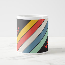 Taza De Café Gigante Vintage Midnight Stripes with Name
