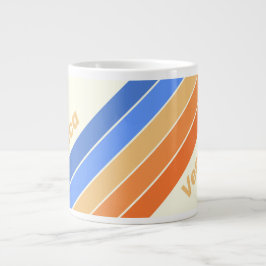 Taza De Café Gigante Vintage Ocean Sun Stripes with Name