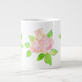 Taza De Café Gigante Vintage Pink Watercolor Albertina Rosas