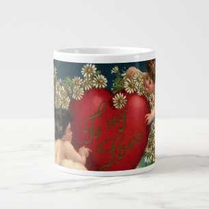 Taza De Café Gigante Vintage San Valentín Victoriano Querubines en el C