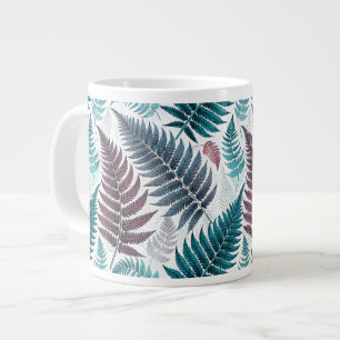 Taza De Café Gigante Vintage-style botanical fern leaves