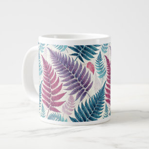 Taza De Café Gigante Vintage-style botanical fern leaves