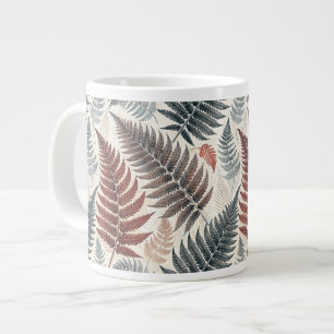 Taza De Café Gigante Vintage-style botanical fern leaves