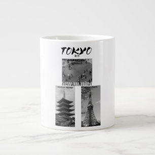 Taza De Café Gigante Vintage Tokyo Ropa Callejera Japonesa Negro y Bl