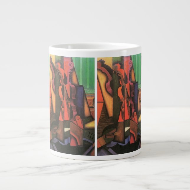 Taza De Café Gigante Violin y guitarra de Juan Gris, arte de cubismo vi (Frente)