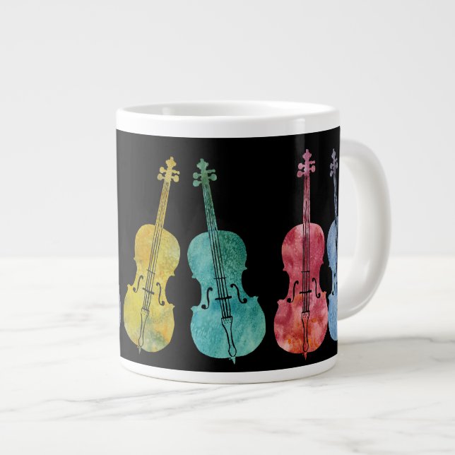 Taza De Café Gigante Violoncelos multicolores (Derecha)