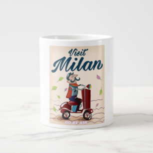 Taza De Café Gigante Visita el cartel de viaje vintage de dibujos anima