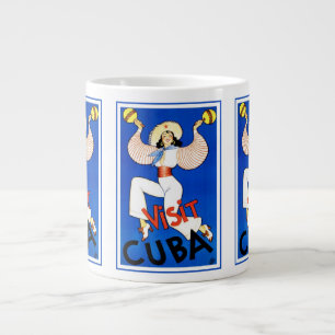 Taza De Café Gigante Visite La Habana, Cuba, cartel vintage de viaje Ma