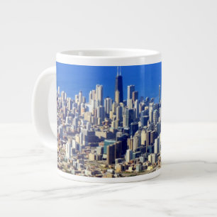 Taza De Café Gigante Vista aérea de Chicago céntrica con el lago