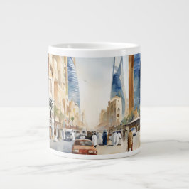 Taza De Café Gigante Vista de la bulliciosa calle Riad –