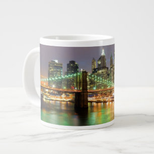 Taza De Café Gigante Vista del Lower Manhattan y del puente de Brooklyn