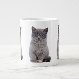 Taza De Café Gigante Vista galáctica del Kitty estelar en gafas de sol
