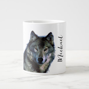 Taza De Café Gigante Volf Retrato Su Nombre Personalizado Escritura A M