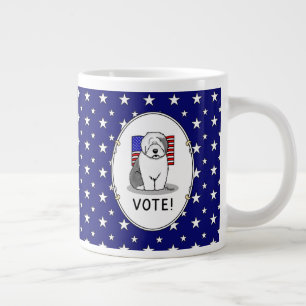 Taza De Café Gigante ¡Votar! El viejo perro pastor inglés Gray 1 Cuelme