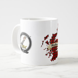 Taza De Café Gigante Wallace Clan Badge & Tartan Map