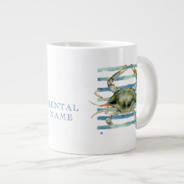 TAZA DE CAFÉ GIGANTE WATERCOLOR BLUE CRAB VACATION RENTAL 