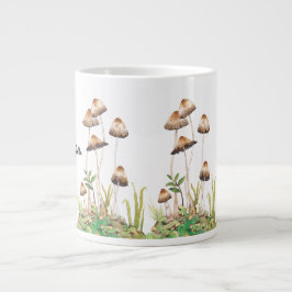 Taza De Café Gigante Watercolor Brown Forest Mushrooms