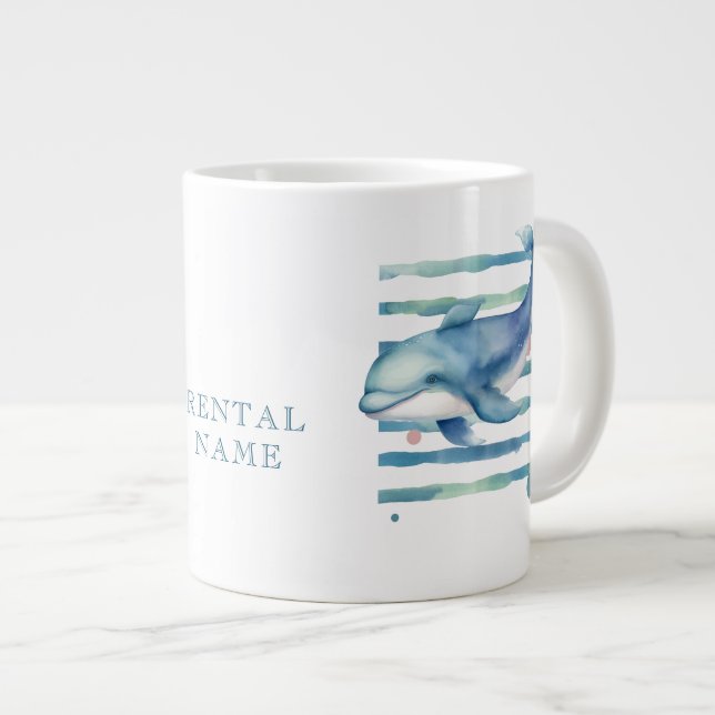 TAZA DE CAFÉ GIGANTE WATERCOLOR DOLPHIN VACATION RENTAL  (Derecha)