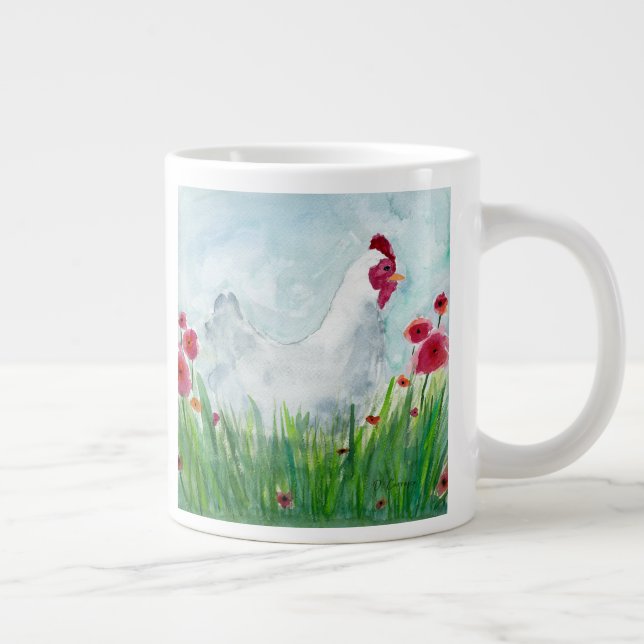 Taza De Café Gigante Watercolor Floral Hen (Derecha)