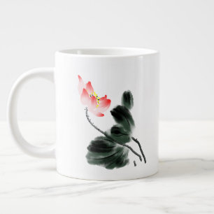 Taza De Café Gigante Watercolor Lotus Floral Chinoiserie Ink Wash Art