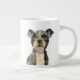 Taza De Café Gigante Watercolor Pit Bull Terrier Perro Cachorro