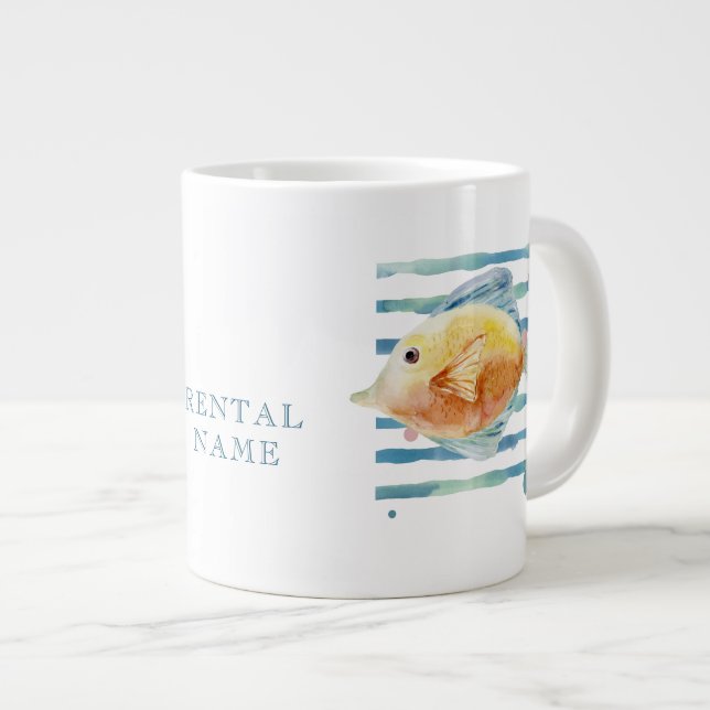 TAZA DE CAFÉ GIGANTE WATERCOLOR TROPICAL FISH VACATION RENTAL  (Derecha)