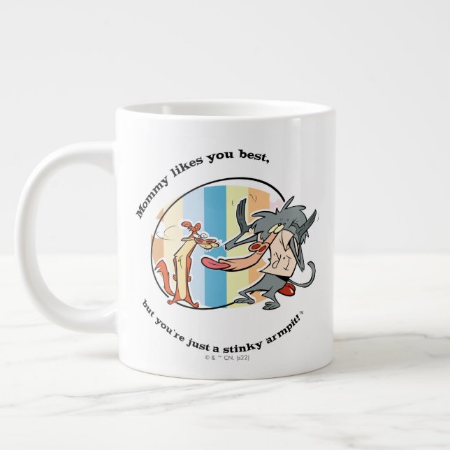 Taza De Café Gigante Weasel y Baboon "Mamá te gusta más" (Izquierda)