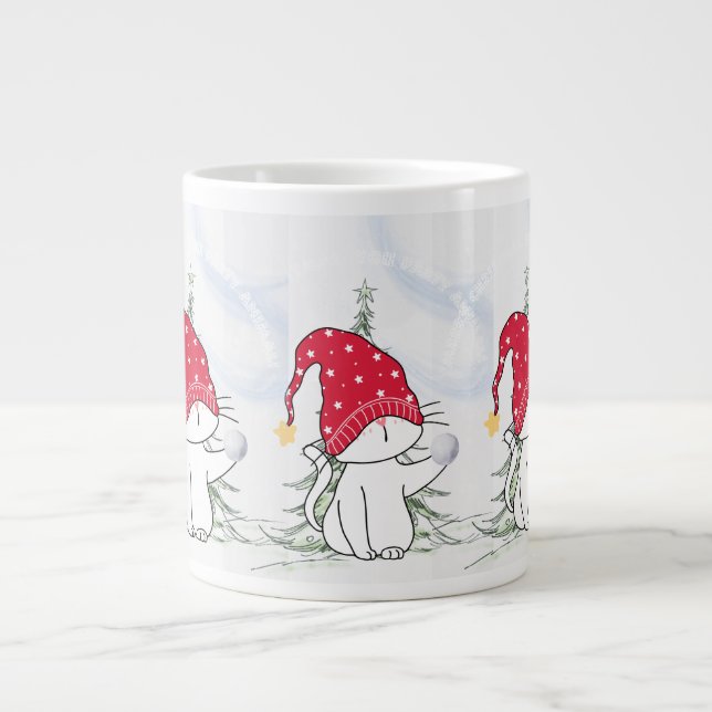 Taza De Café Gigante Weihnachtstasse katze mit Schneeball  (Frente)