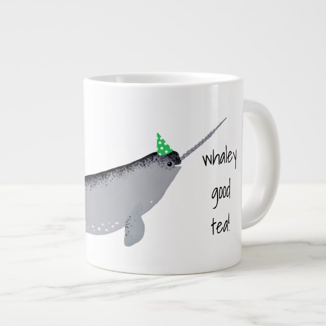 Taza De Café Gigante Whaley Good Tea Text Narwhale Whale (Derecha)