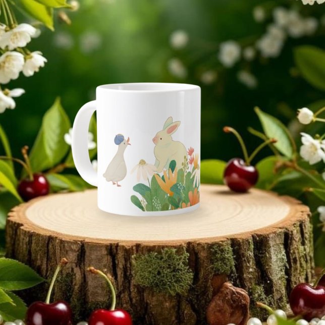 Taza De Café Gigante Whimsical Bunny & Bird in Bloom - Cuidada Primaver (Subido por el creador)