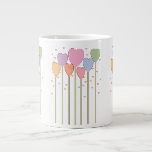 Taza De Café Gigante Whimsical Heart Lollipops (Frente)