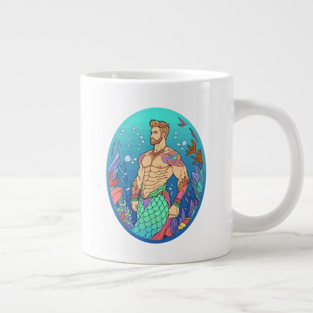 Taza De Café Gigante Whimsical Merman Abs Mug (Derecha)