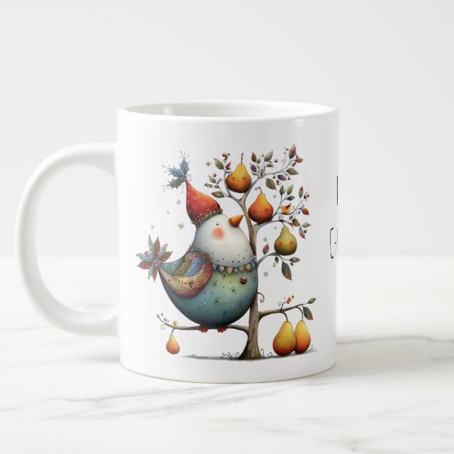 Taza De Café Gigante Whimsical Partridge in a Pear Tree Christmas (Izquierda)