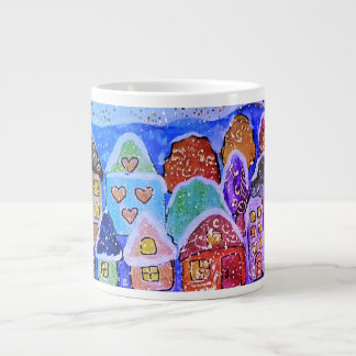 Taza De Café Gigante Whimsical Winter Village Art Christmas Gift