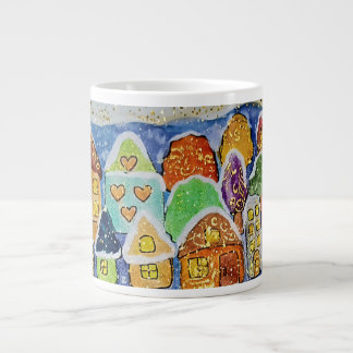 Taza De Café Gigante Whimsical Winter Village Folk Art Christmas Gift