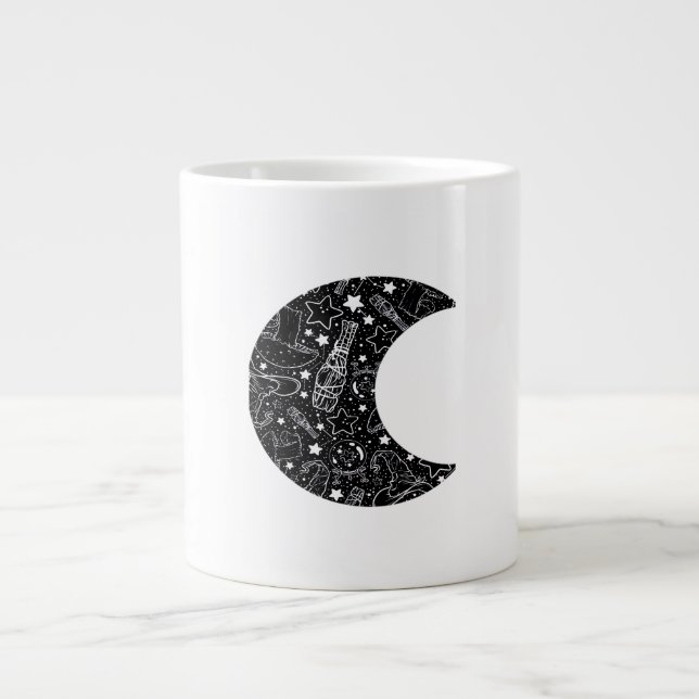 Taza De Café Gigante Whimsigoth Witch Moon Wicca Kawaii Gótico Tattoo A (Frente)