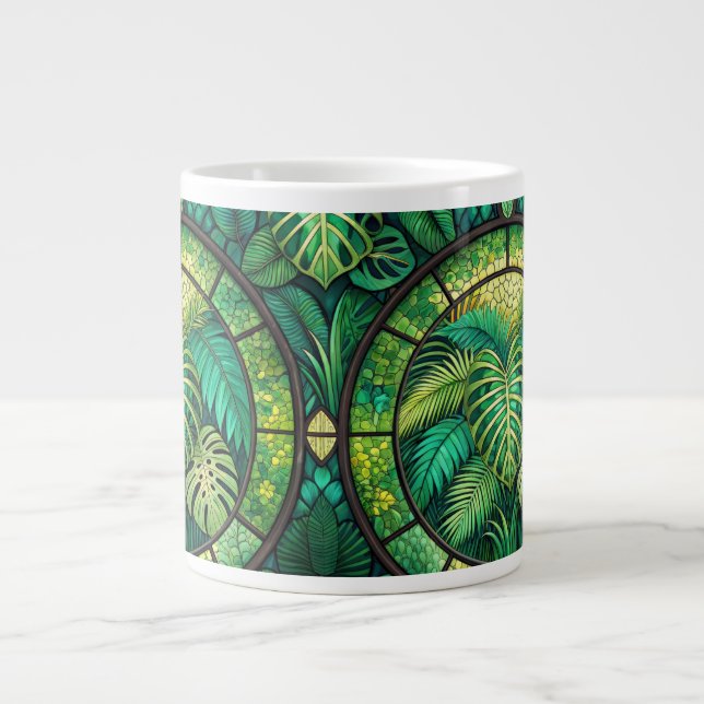 Taza De Café Gigante White mug featuring a vibrant, intricate pattern  (Frente)