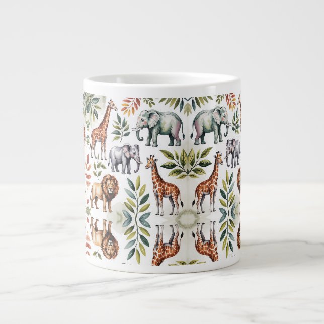 Taza De Café Gigante White mug featuring a vibrant jungle animal  (Frente)