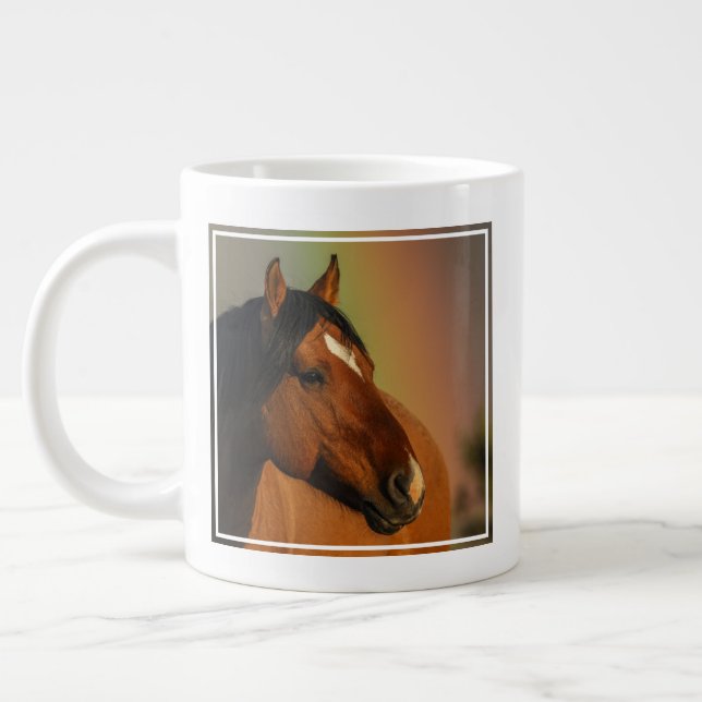Taza De Café Gigante Wild Stallion, Golden Light and Rainbow (Izquierda)