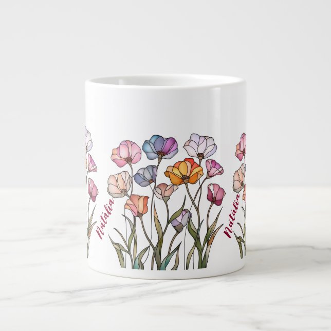 Taza De Café Gigante Wildflower Stained Glass (Frente)