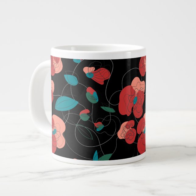 Taza De Café Gigante Wildflower Wonderland | Patrón de flores estilizad (Izquierda)