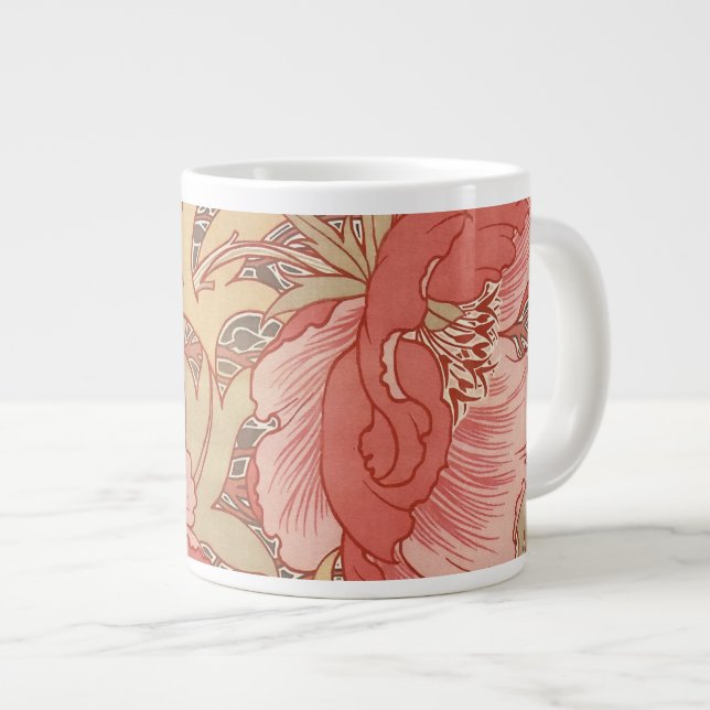 Taza De Café Gigante William Morris Poppies Patrón de Art Nouveau flora (Derecha)