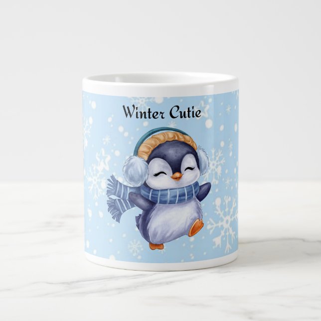 Taza De Café Gigante Winter Cutie | Cute Penguin Winter Coffee Mug (Frente)